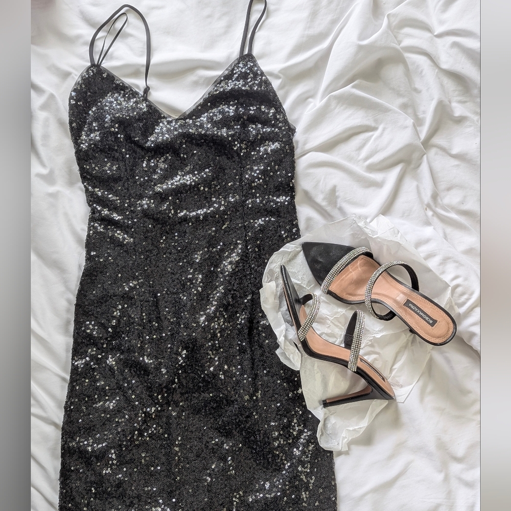 Black Heels w/Rhinestone Straps